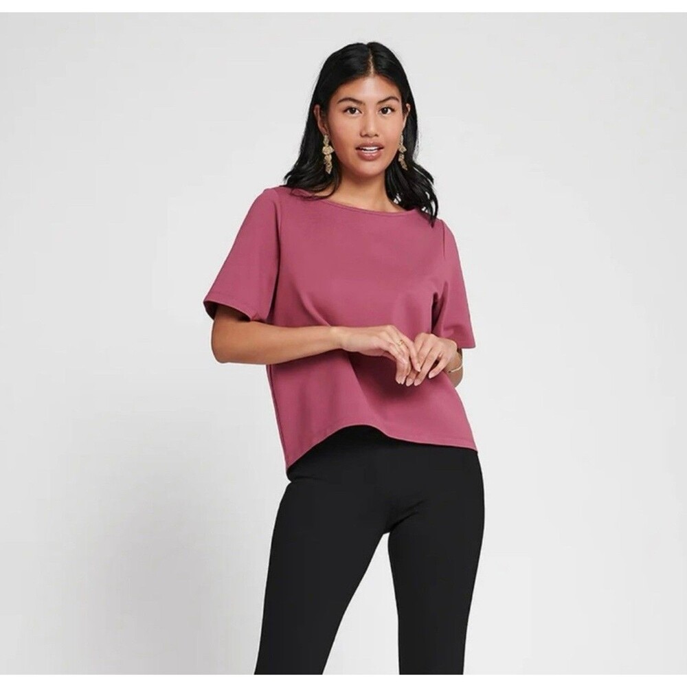 Betabrand New Pink Stretch Top Boxy Hi-Low L